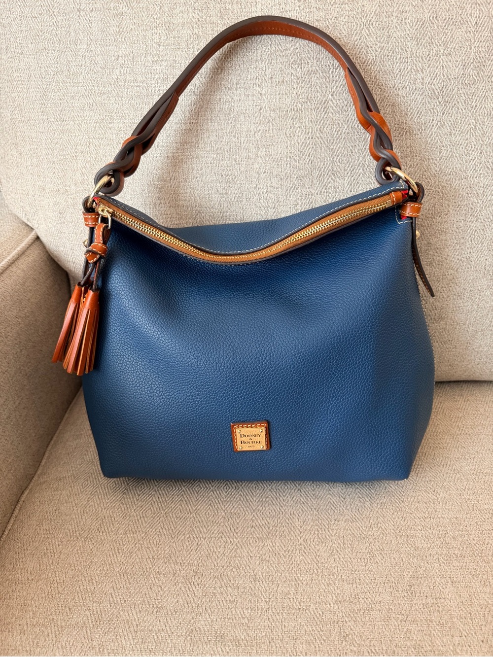 Dooney & Bourke Navy Pebble Leather Shoulder Bag
